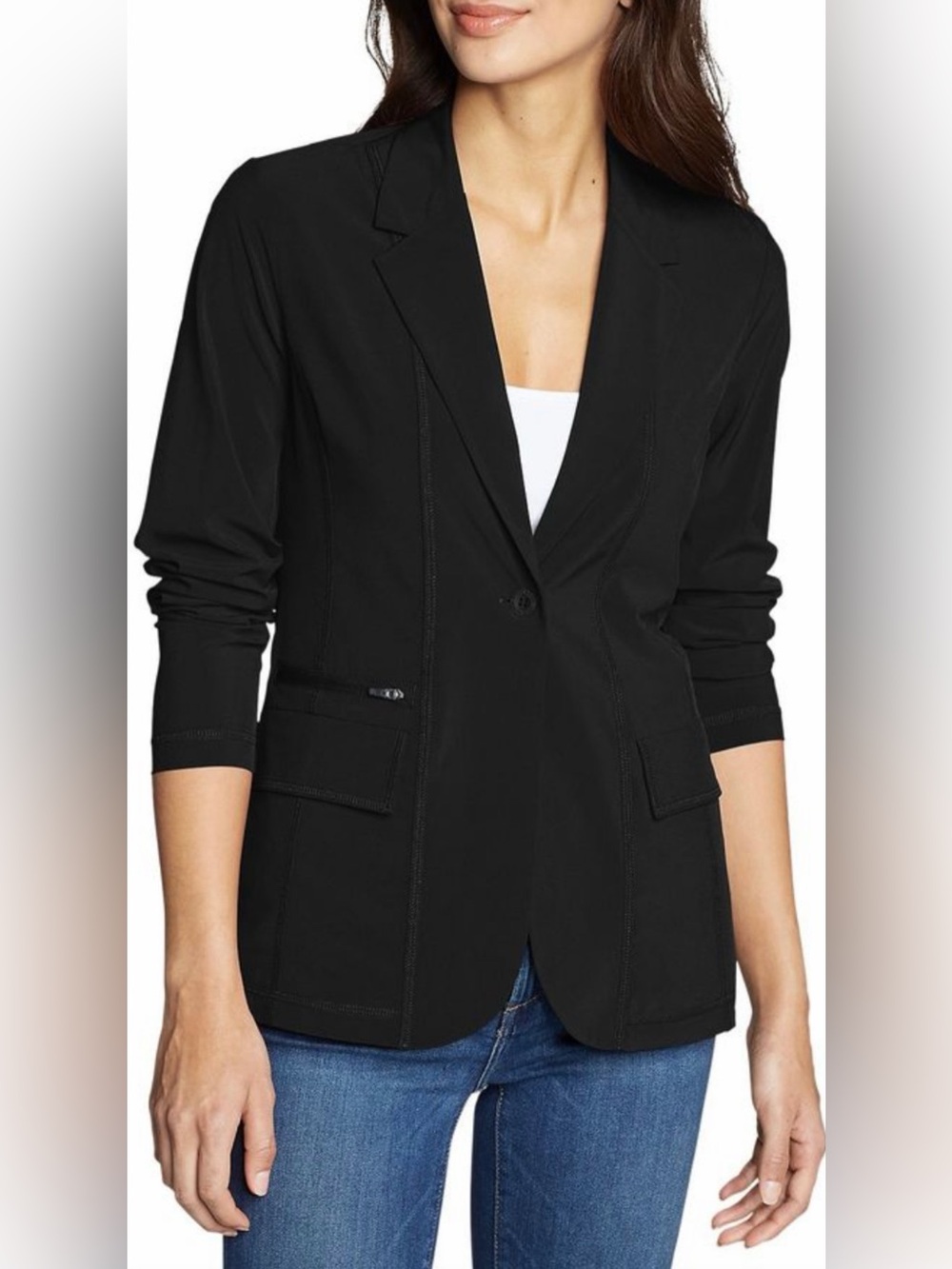 Eddie Bauer Black Women's Travel Blazer. Light Weight. Stretch.Packable. Size 12